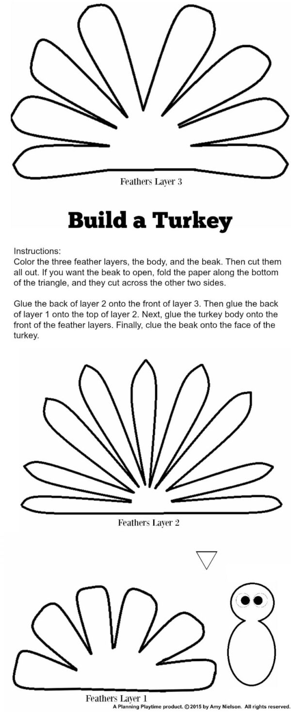 Cute Turkey Craft w/ FREE Printable Template - Planning Playtime