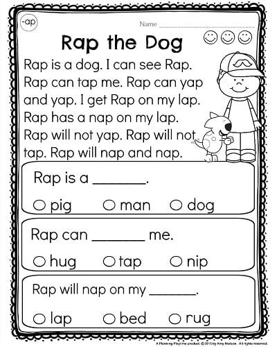 kindergarten reading comprehension passages planning playtime