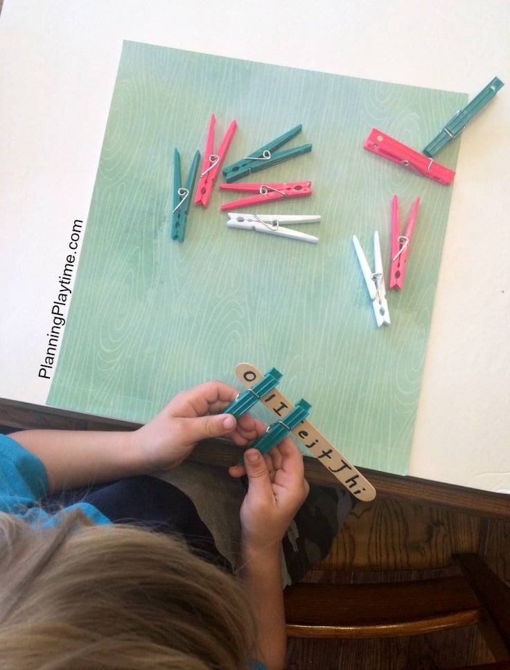 Clothes Pin Letter Recognition Activity for Kids - Planning Playtime