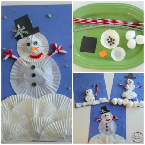 Cupcake Liner Snowman Craft - Planning Playtime