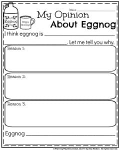 Opinion Writing Prompts for December - My Opinion About Eggnog.