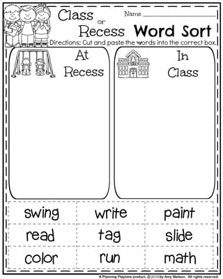 Back to School First Grade Worksheets - Planning Playtime