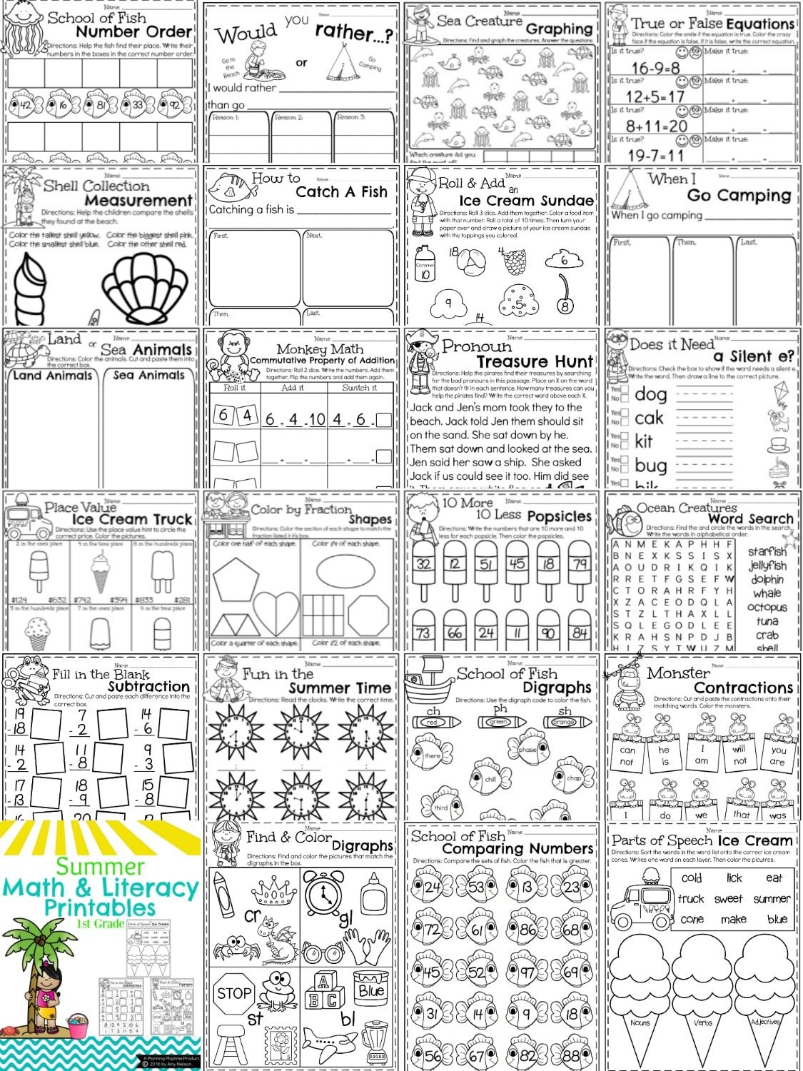 first grade summer worksheets planning playtime