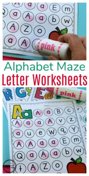 Letter Worksheets - Fun Alphabet Mazes for Preschool or Kindergarten.