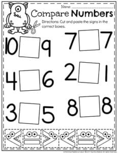 comparing numbers worksheets planning playtime