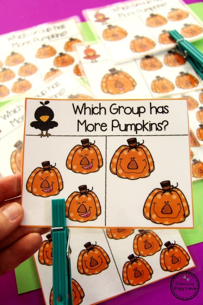 Which Group Has More – Pumpkin Theme – Preschool
