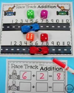 Fun Addition Game for Kindergarten - Race Car Addition.
