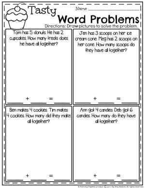Sweet Treats Addition Word Problems for Kindergarten.