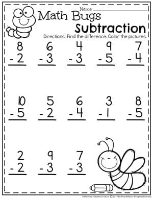 simple math subtraction worksheets