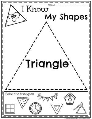 Kindergarten Shapes Worksheets - Triangles #kindergarten #kindergartenmath #shapes #geometry #mathworksheets #shapesworksheets #kindergartenworksheets