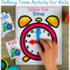 Telling Time Game with Playdough Clock hands #kindergartenmath #kindergarten #kindergartencenters #tellingtime