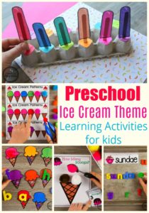 Preschool Ice Cream Theme Activities #preschool #preschoolcenters #summerpreschool #icecreamtheme #planningplaytime