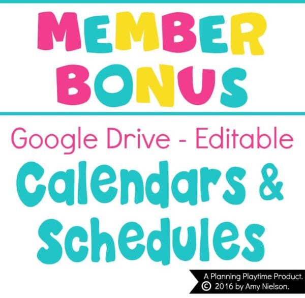 Editable Schedules and Calendars - Google Drive - Planning Playtime