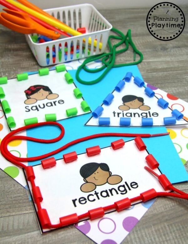 Preschool Shapes Activities - Thread Shoe Laces through Drinking Straws Preschool Shapes Activities - Thread Shoe Laces through Drinking Straws #2dshapes #preschoolshapes #shapesworksheets #preschoolworksheets #shapesactivities #planningplaytime
