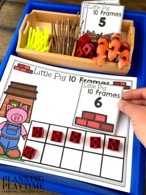 Preschool Math Activity 10 Frames , Fairy Tale Theme - 3 Little Pigs