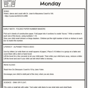 At Home Lesson Plans - Week 7 - Planning Playtime