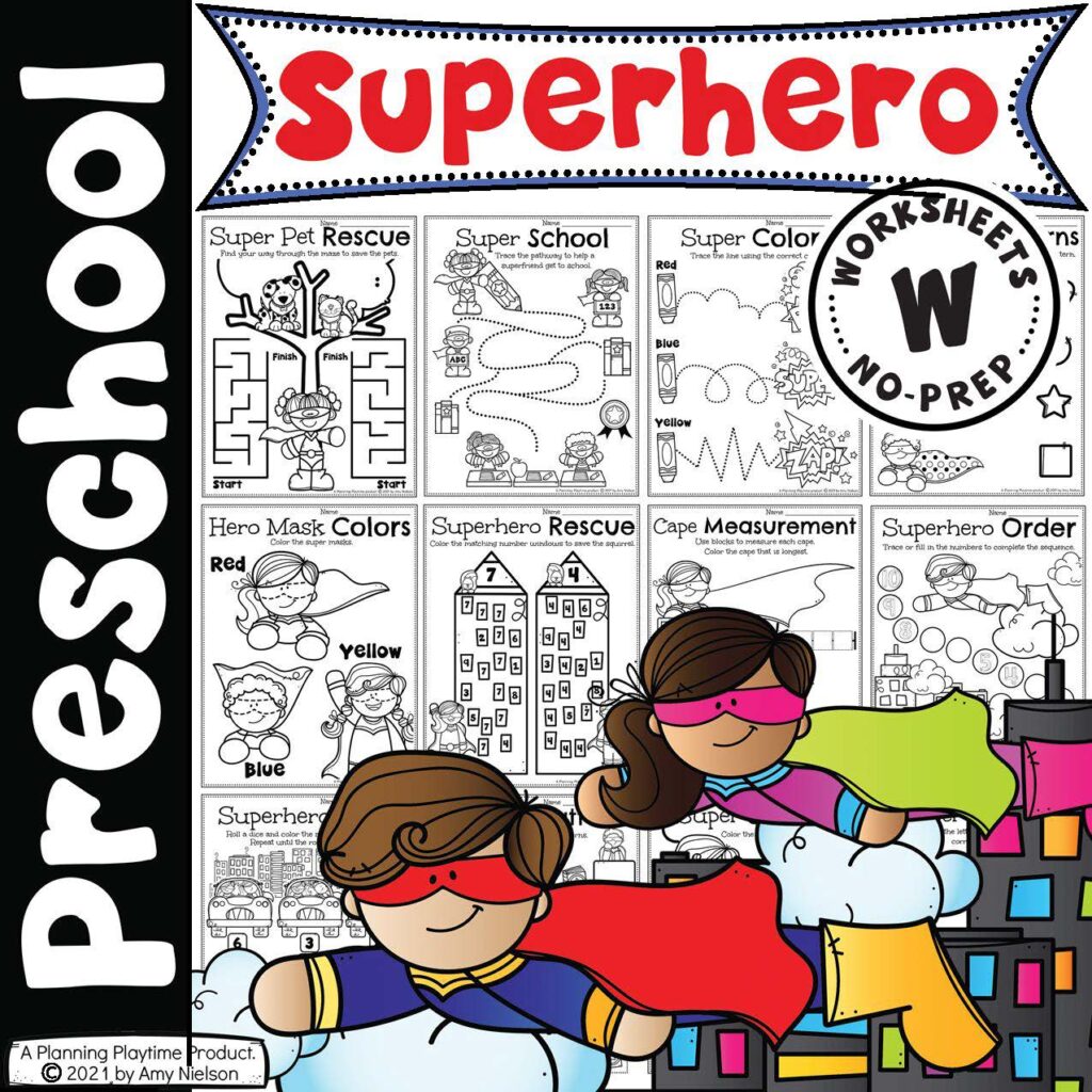 Superhero Worksheets Preschool Planning Playtime
