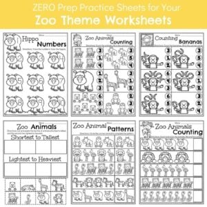 Zoo Worksheets for Preschool Low Prep