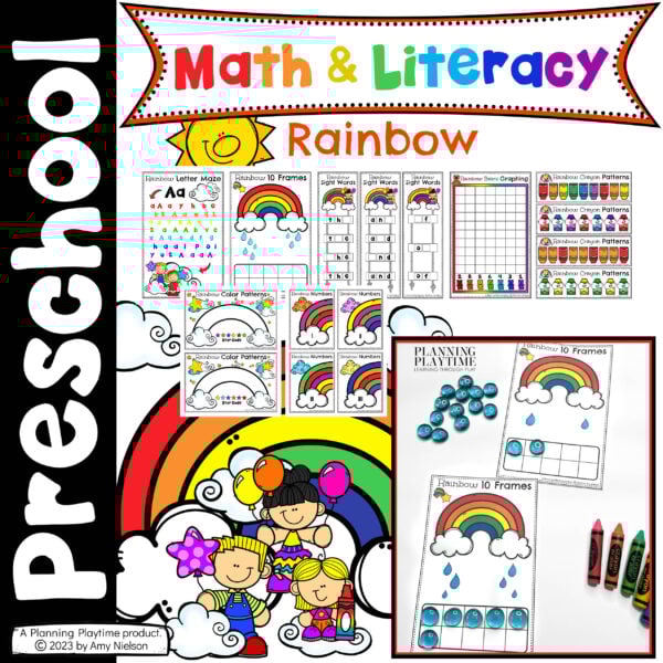 Rainbow Math and Literacy Centers