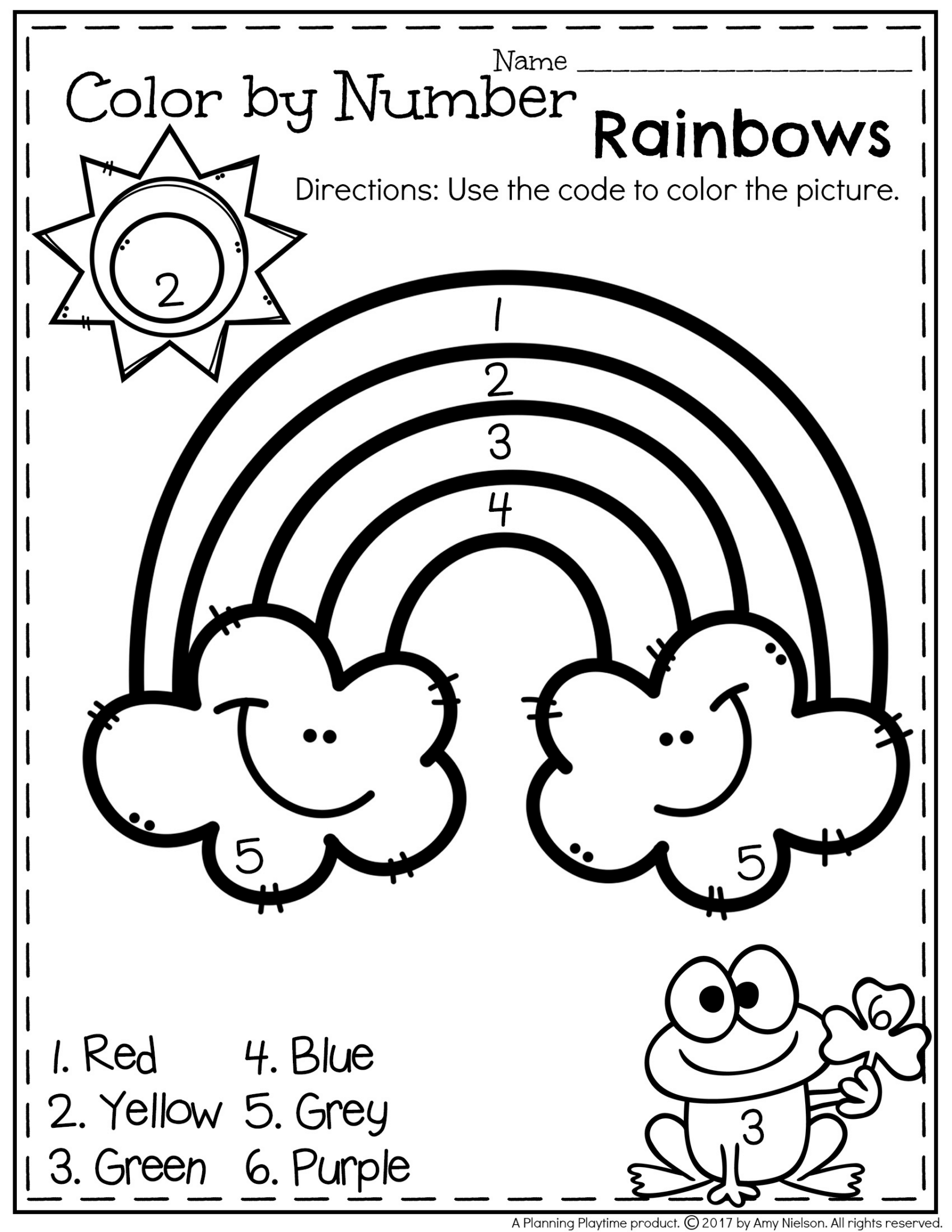 Color by Number Rainbow Coloring Page and Shamrock Colors - March ...