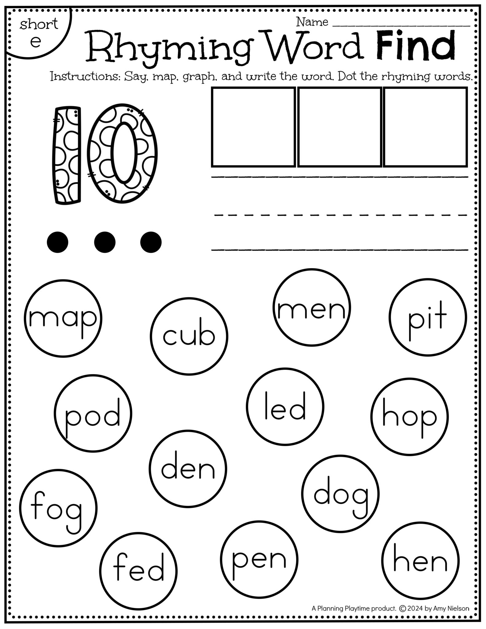 Rhyming CVC Worksheets - Planning Playtime
