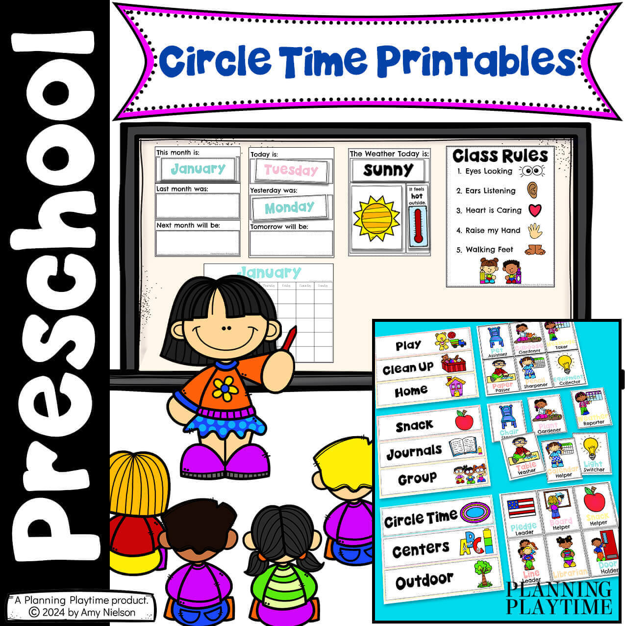 Circle Time Printables Preschool - Calendar, Classroom Jobs, Weather ...