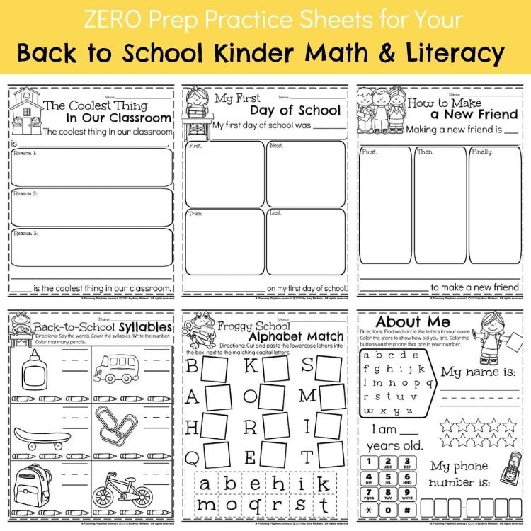 Kindergarten Math and Literacy Printables - Back to School (3)