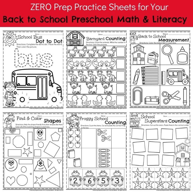 Preschool Worksheets - Back to School (3)