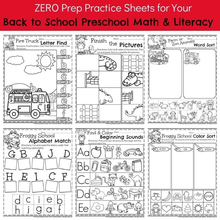 Preschool Worksheets - Back to School