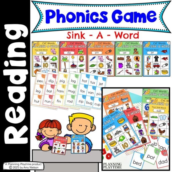 Phonics Reading Game for CVC Practice Prek - Kindergarten