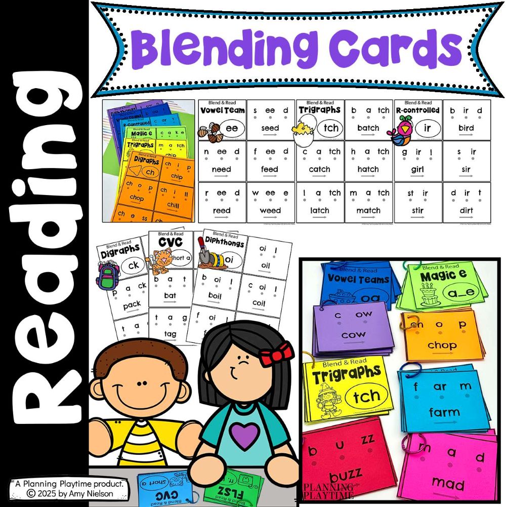 Blend and Read Word Cards for Beginning Readers