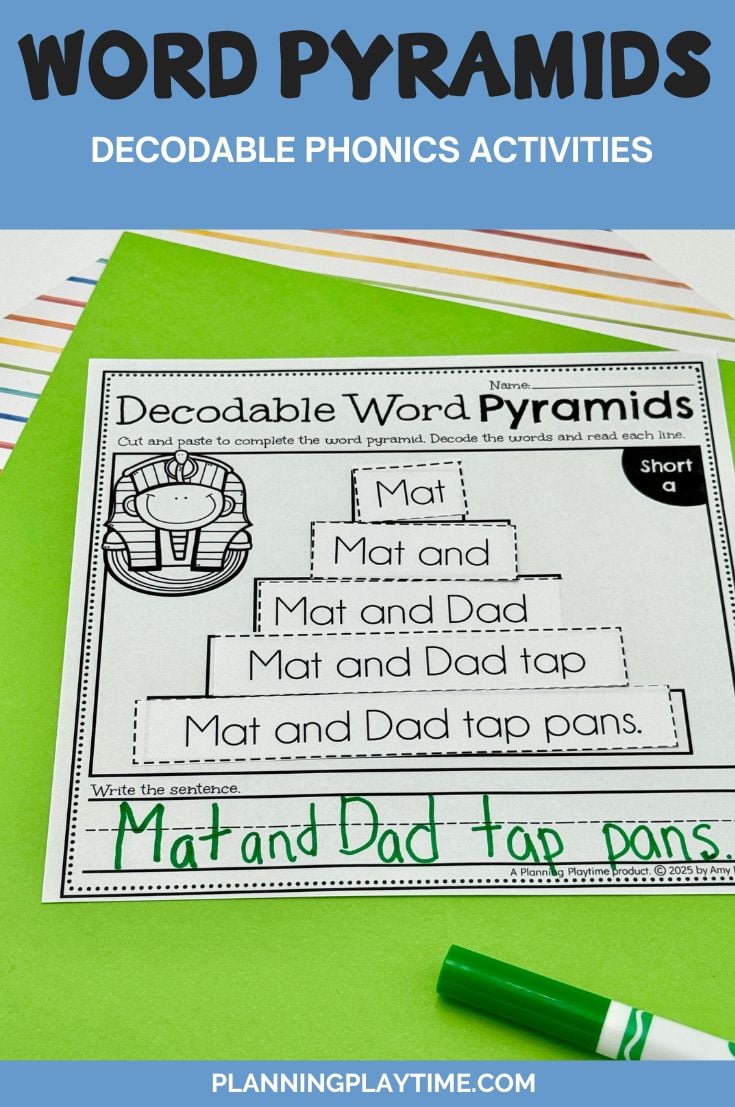 Word Pyramid Worksheets Phonics Practice | Decodable Activities