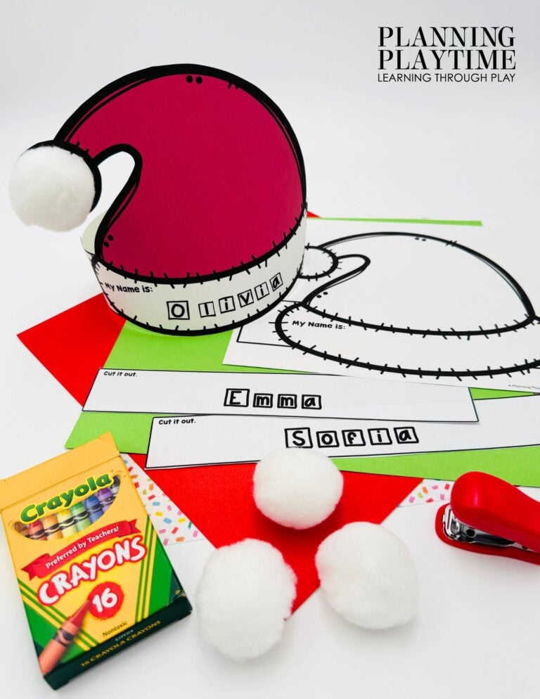 Editable Santa Hat Name Craft for Holiday Activities and December