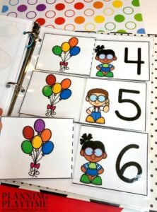 Preschool Counting Activities Binder - Balloon Counting Theme