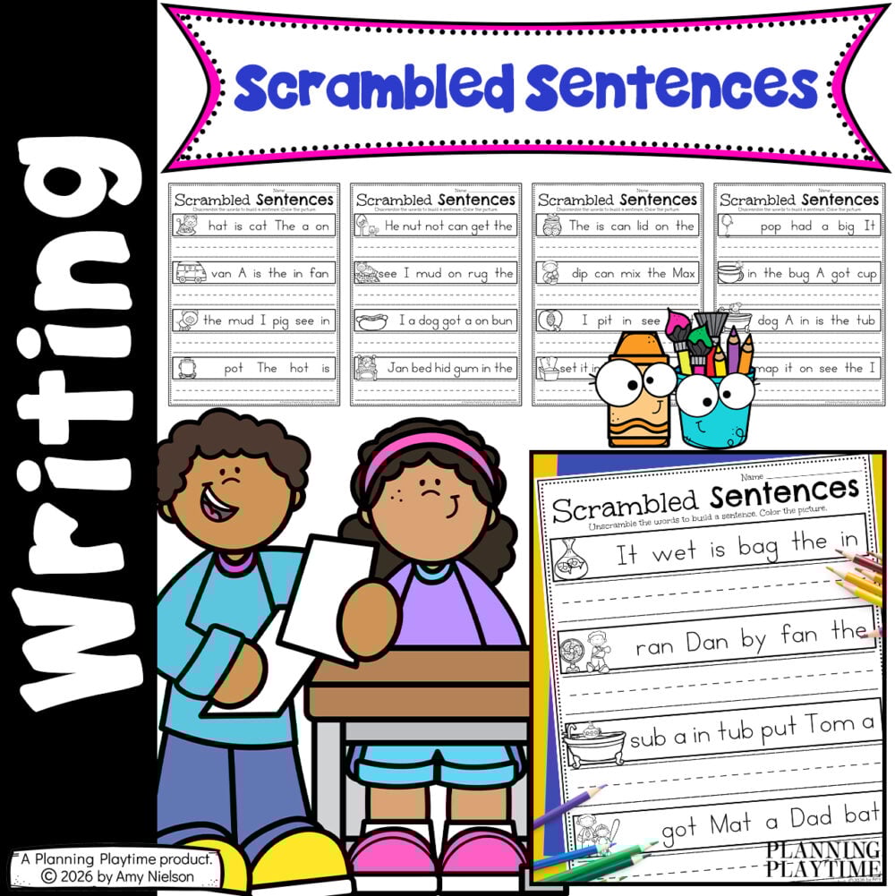Unscramble Sentence Practice for Comprehension | Kindergarten Writing