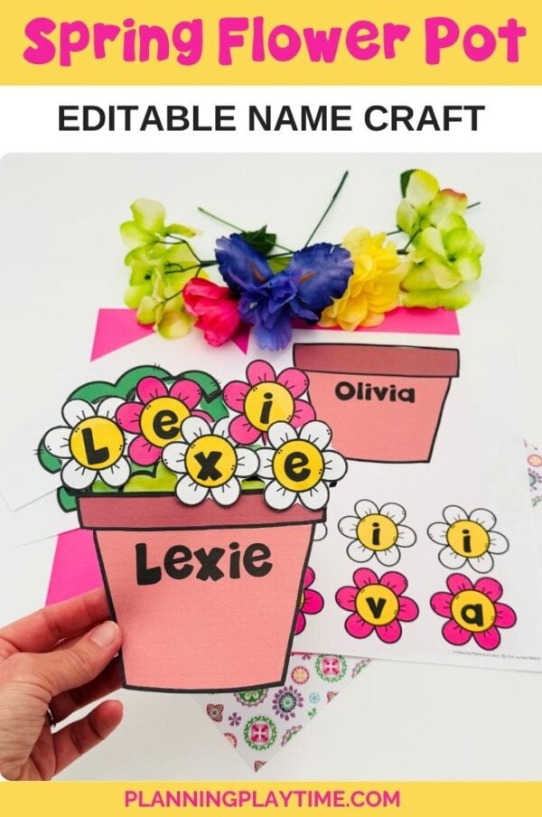 Spring Editable Flower Pot Name Craft