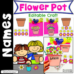 Spring Flower Pot Editable Name Craft | Bulletin Board