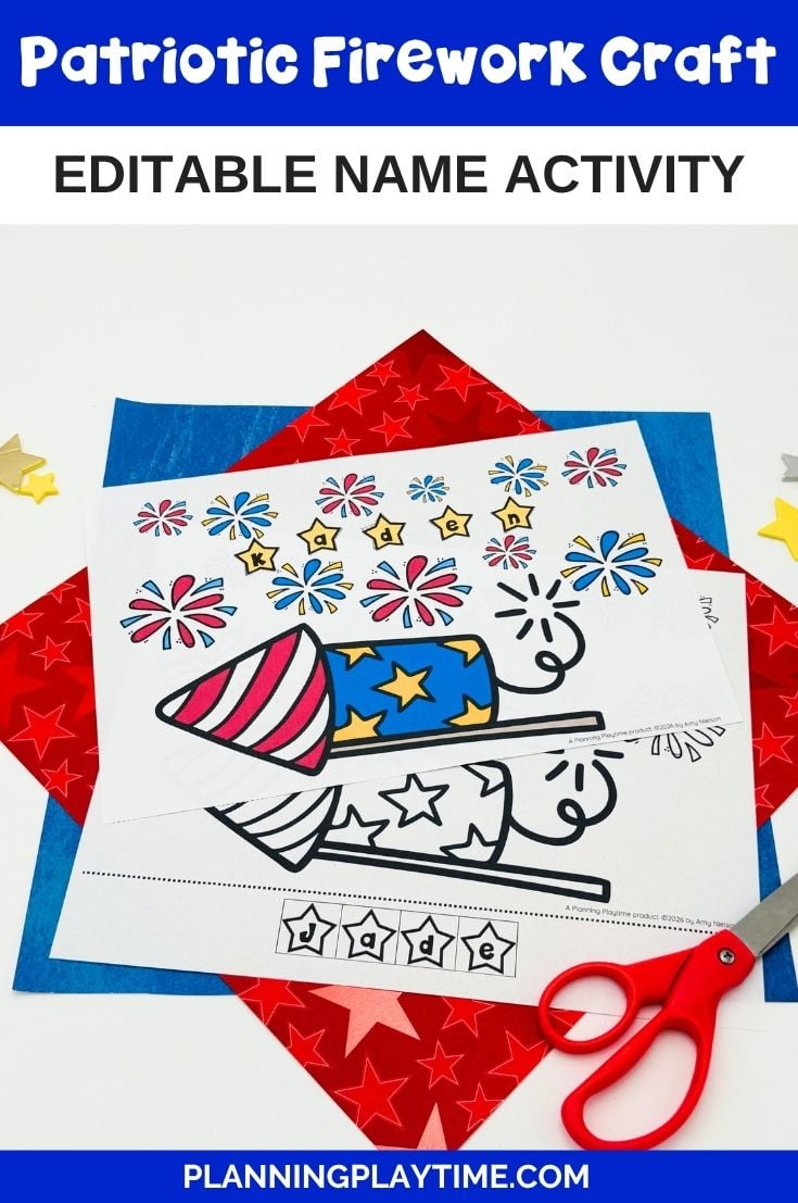 Editable Patriotic Name Craft | Summer Activity | 4th of July | Name Craft
