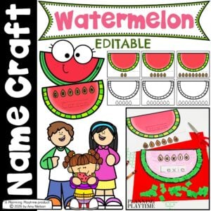Editable Watermelon Name Craft