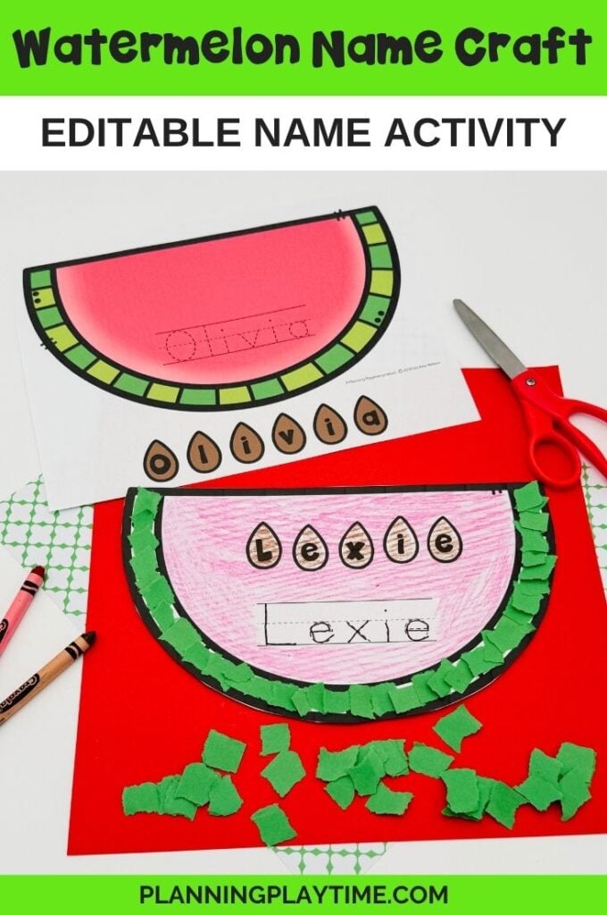 Editable Watermelon name craft | Summer Name Practice