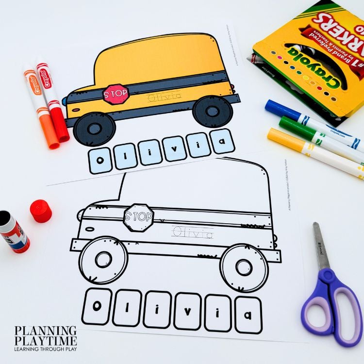 Back to School Bus Editable Name Craft for Preschool or Kindergarten