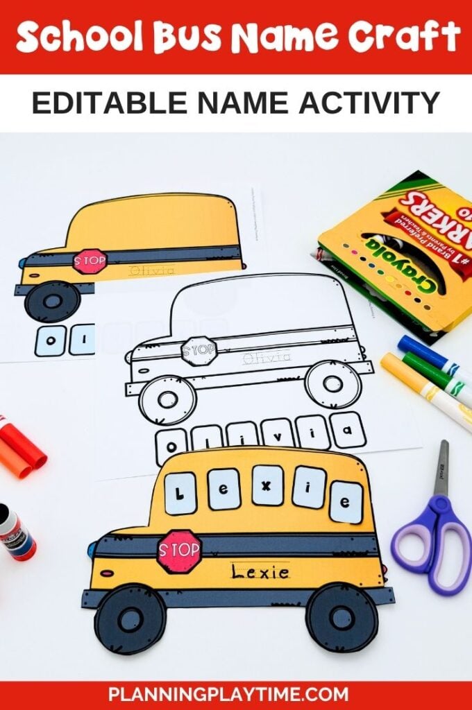 Back to School Editable Name Craft Activity