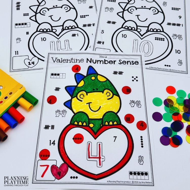 Number Sense - Valentine Dinosaur