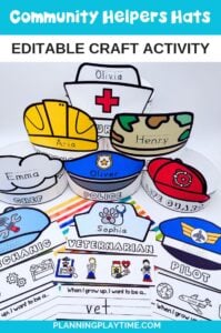 Editable Community Helpers Hats for Preschool - Kindergarten