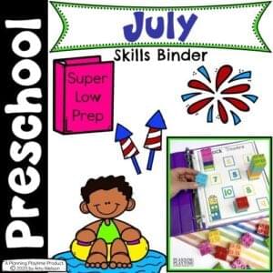 July Preschool Activities - July busy binder Cover
